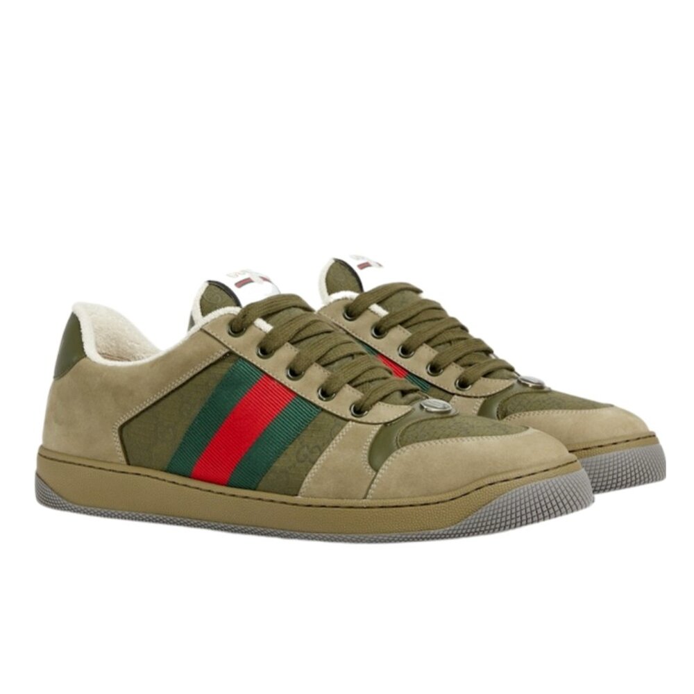 NEW GUCCI Screener Ripstop GG Logo WEB Sneakers Men's G 8.5 / US 9 Authentic - Picture 2 of 13